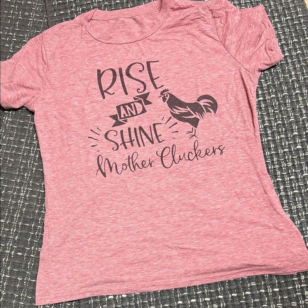 No-brand Women's Pink and Black T-shirt